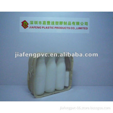 Clear PVC Window Cream Mesh Cosmetic Bag with Zipper